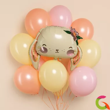 ФОЛЬГИРОВАННЫЙ ШАР "ЗАЙКА С ЦВЕТКОМ"