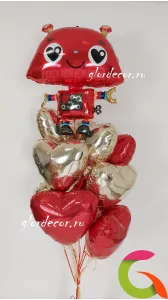 Фонтан №216 | Симпатичный гелиевый фонтан красного цвета с роботом