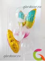 ФОНТАН №210 | Весенний фонтан из воздушных шаров с бабочками с гелием