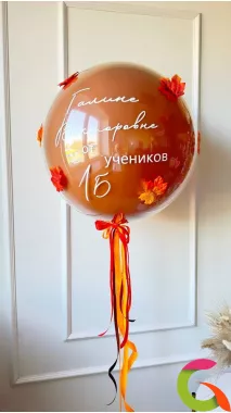 Двойной шар с индивидуальной надписью и с листочками