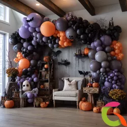 Фотозона с гирляндой в стиле Halloween