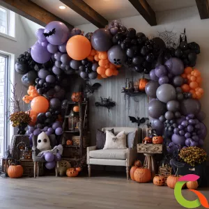 Фотозона с гирляндой в стиле Halloween