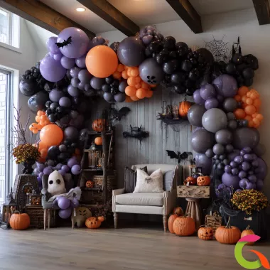 Фотозона с гирляндой в стиле Halloween