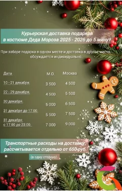 Курьерская доставка подарка в костюме Дедушки Мороза