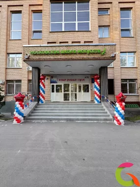 Оформление входной зоны столбиками из шаров
