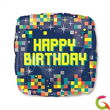 Фольгированный шар С днём рождения!, пиксели