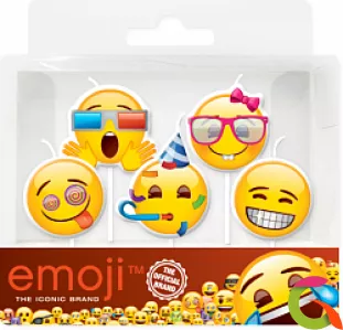 Свечи Смайл, Emoji, Вечеринка, 7 см, 5 шт.