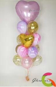 Фонтан № 184 | Нежный фонтан из латексных и фольгированных шаров с гелием для женщин и девушек