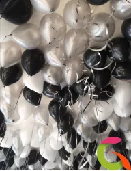 Воздушные шары черно белая гамма с серебром, пастель/металлик 