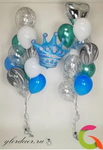 Сет 205 "Фонтаны из шаров для мальчика на 1 годик с короной"