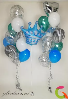 Сет 205 "Фонтаны из шаров для мальчика на 1 годик с короной"