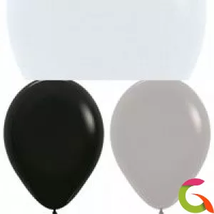 Воздушные шары черно-белая гамма, пастель 12/30 см