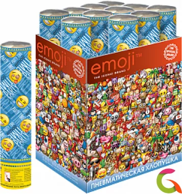 Пневмохлопушка (12/30 см), Смайл, Emoji, Металлизированные звезды, в ассортименте