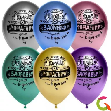 Воздушные шары С Днем рождения (Пожелания) (Хром)