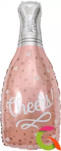 Фольгированный шар Шампанское Конфетти сердец 35/89 см