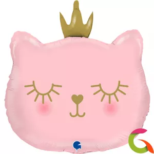 Фольгированный шар Голова Кошки в короне 26/66 см