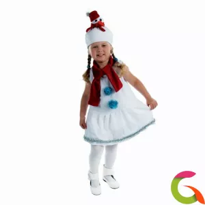 Детский карнавальный костюм Снеговик с красным шарфом