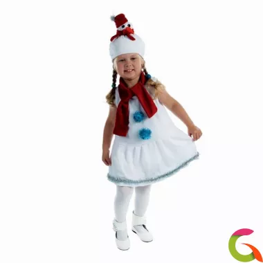 Детский карнавальный костюм Снеговик с красным шарфом