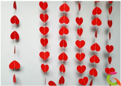 Гирлянда-подвеска Сердца, Красный, 200 см
