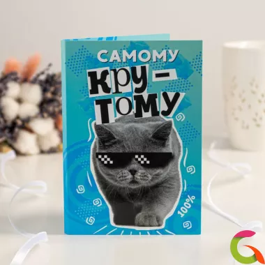 Открытка 4 шоколадки Самому крутому(кот)